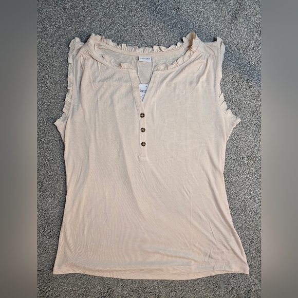 Lascana Pure Reflection NWT Beige Ruffle Detail Sleeveless Top Size 4/6 - Picture 2 of 11